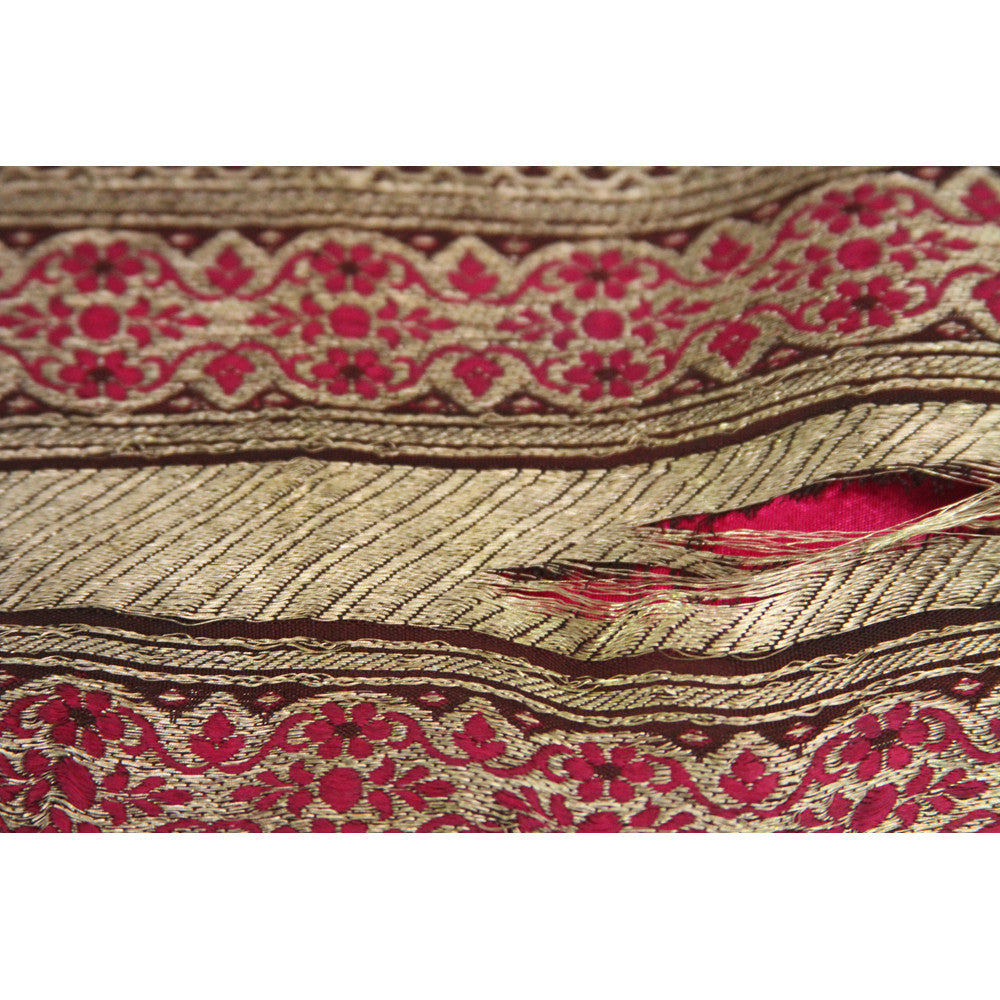 Floral Chain Bordered Fuchsia Heritage Silk Runner