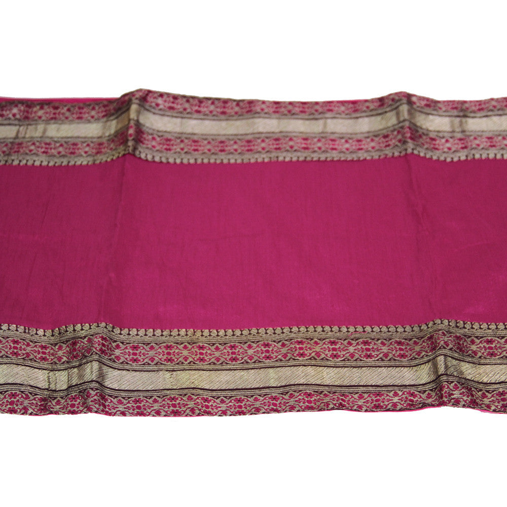 Floral Chain Bordered Fuchsia Heritage Silk Runner