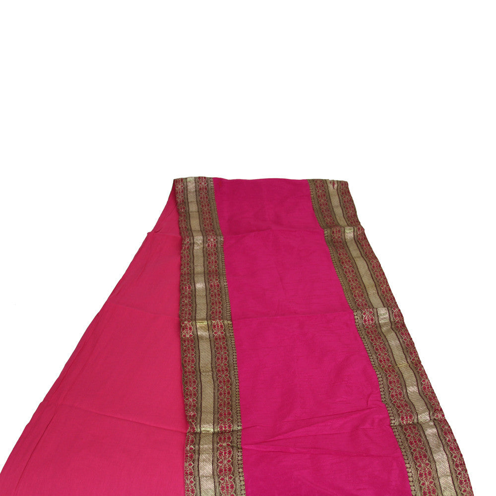 Floral Chain Bordered Fuchsia Heritage Silk Runner