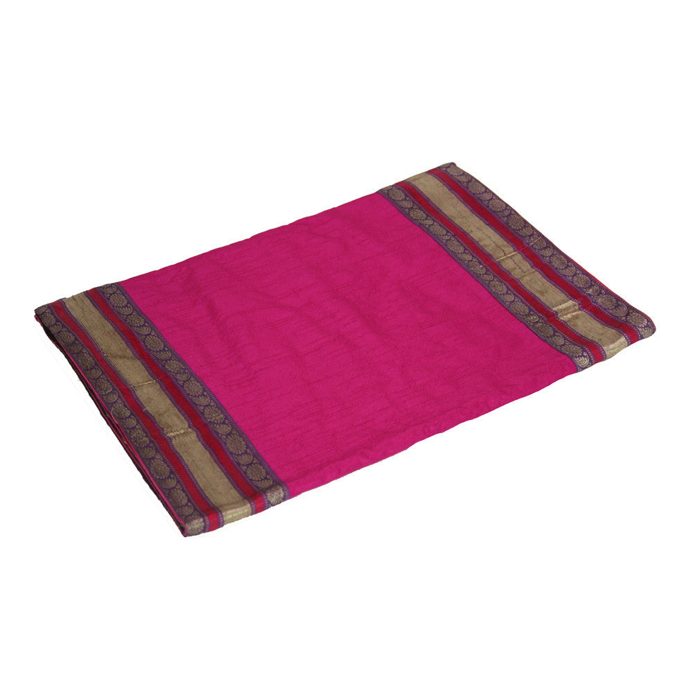Intricately Bordered Fuchsia Heritage Silk Runner