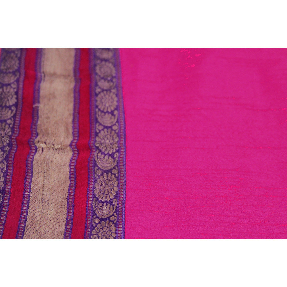 Intricately Bordered Fuchsia Heritage Silk Runner