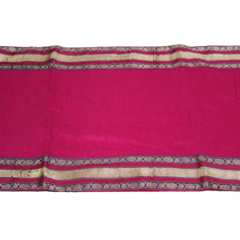 Intricately Bordered Fuchsia Heritage Silk Runner