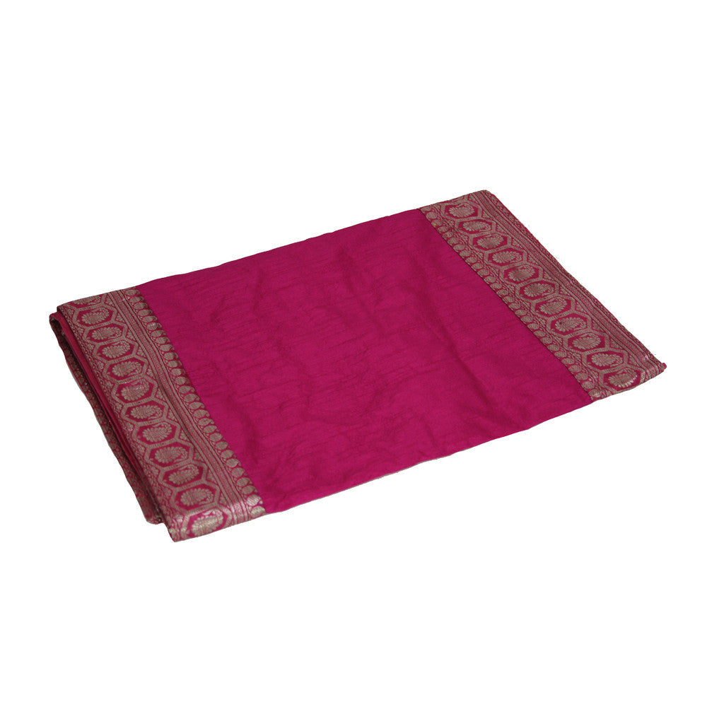 Silver Bordered Fuchsia Heritage Silk Runner