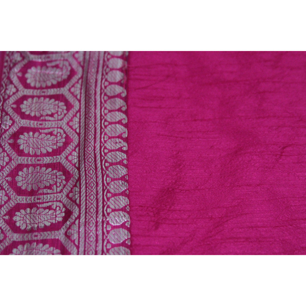 Silver Bordered Fuchsia Heritage Silk Runner