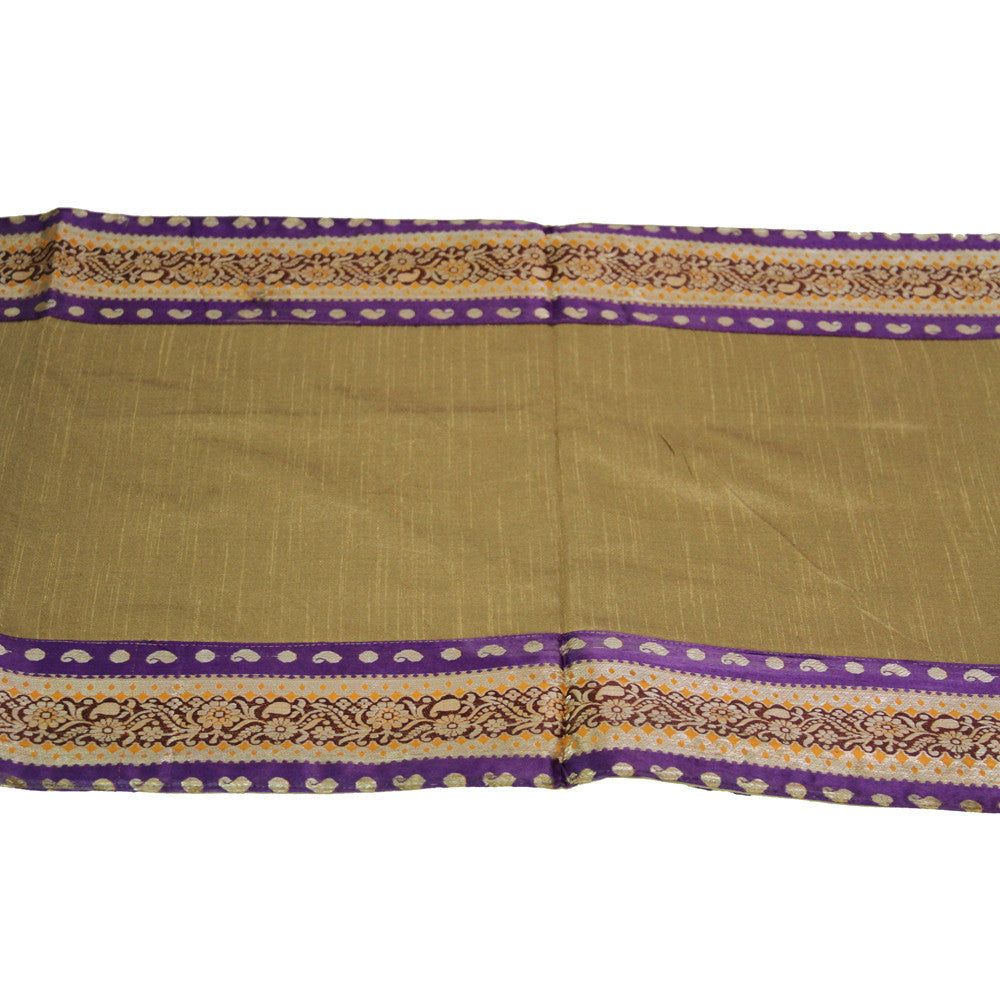 Goldenrod And Purple Bordered Tan Heritage Silk Runner