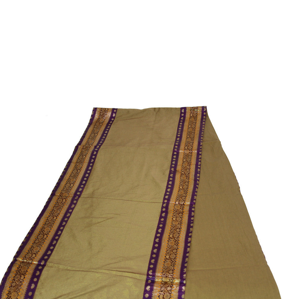 Goldenrod And Purple Bordered Tan Heritage Silk Runner