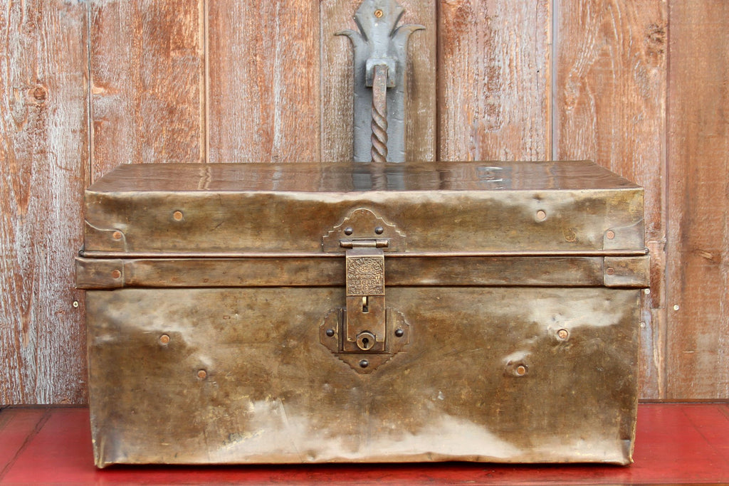 Mid 20th Century Brass Traveling Trunk