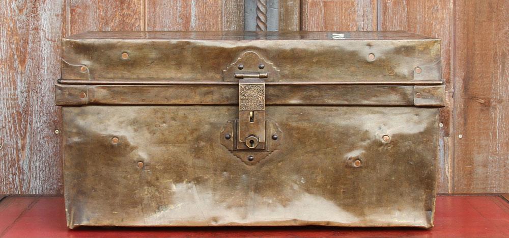 Mid 20th Century Brass Traveling Trunk