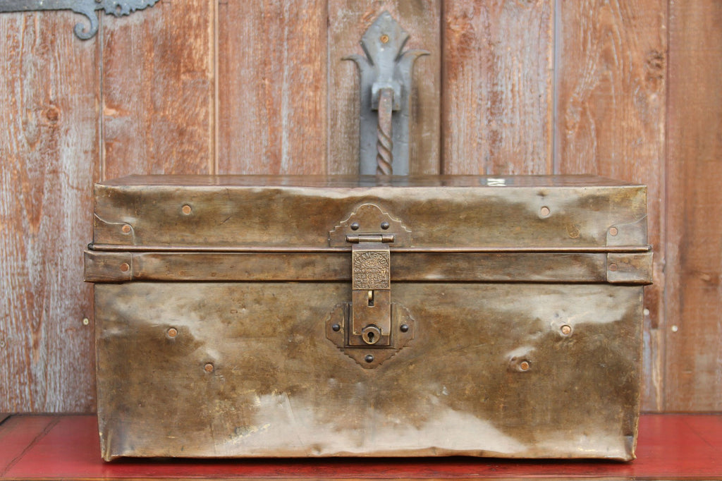 Mid 20th Century Brass Traveling Trunk
