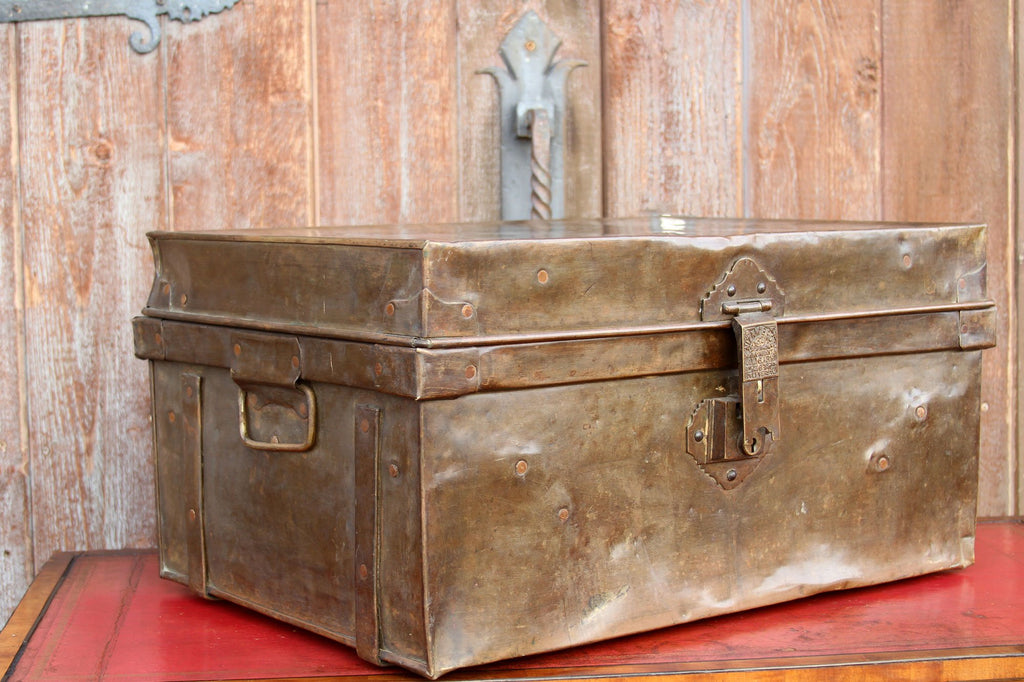 Mid 20th Century Brass Traveling Trunk