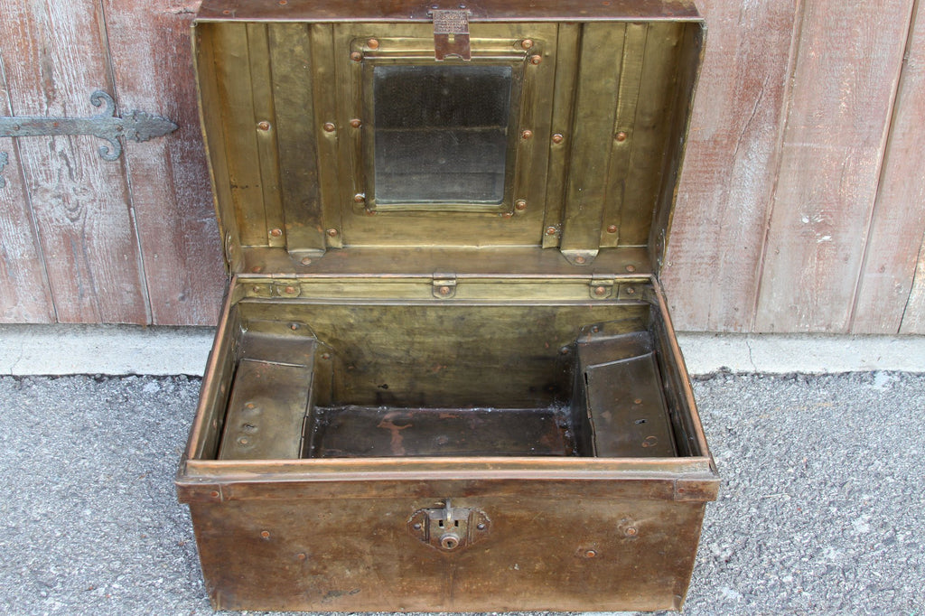 Mid 20th Century Brass Traveling Trunk