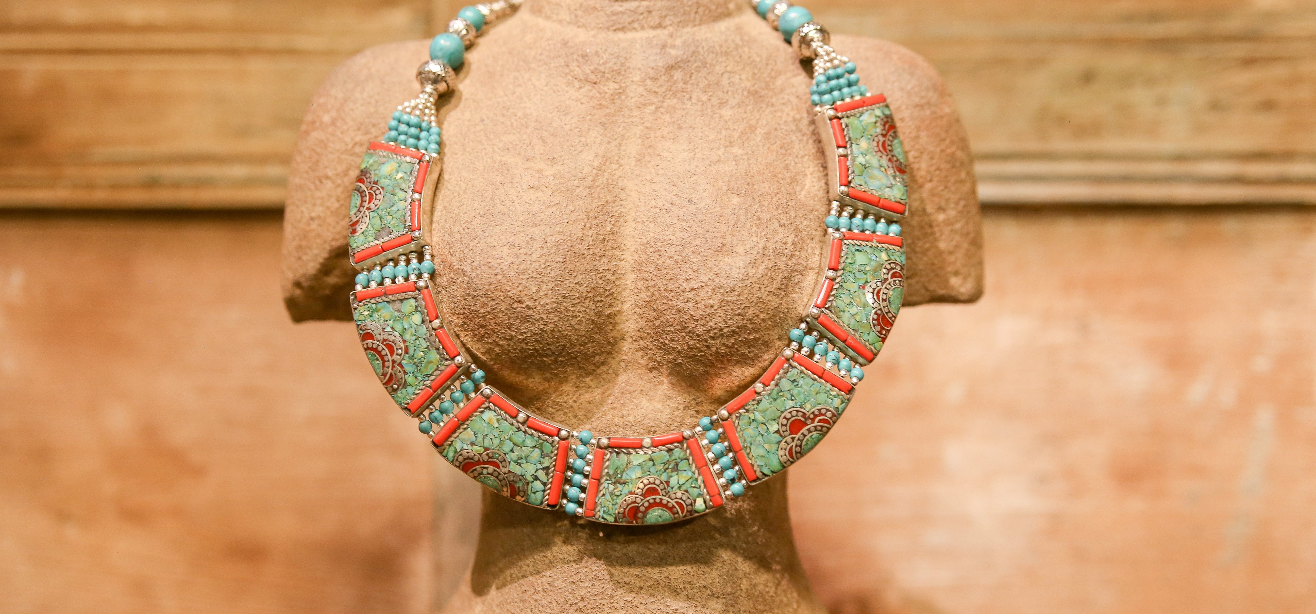 Coral & Turquoise Tibetan Necklace