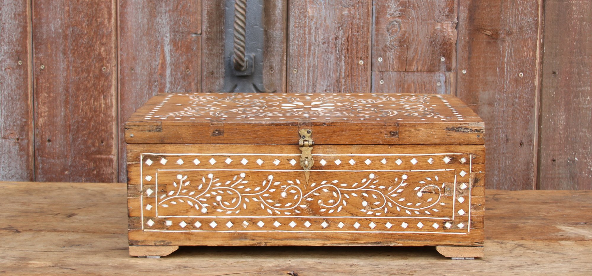 Vintage Bone Inlay Document Box