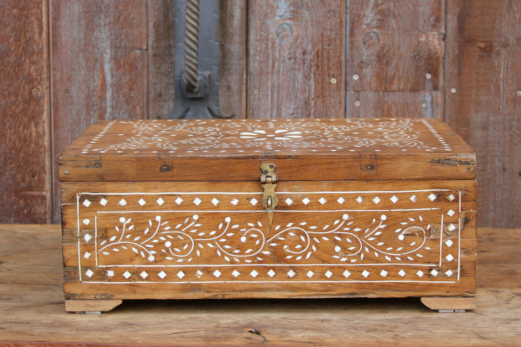 Vintage Bone Inlay Document Box