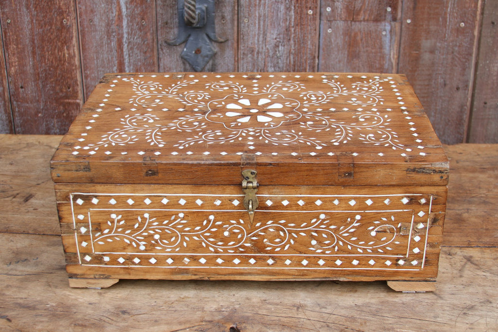 Vintage Bone Inlay Document Box