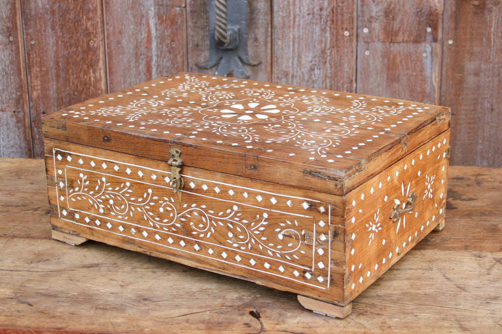 Vintage Bone Inlay Document Box