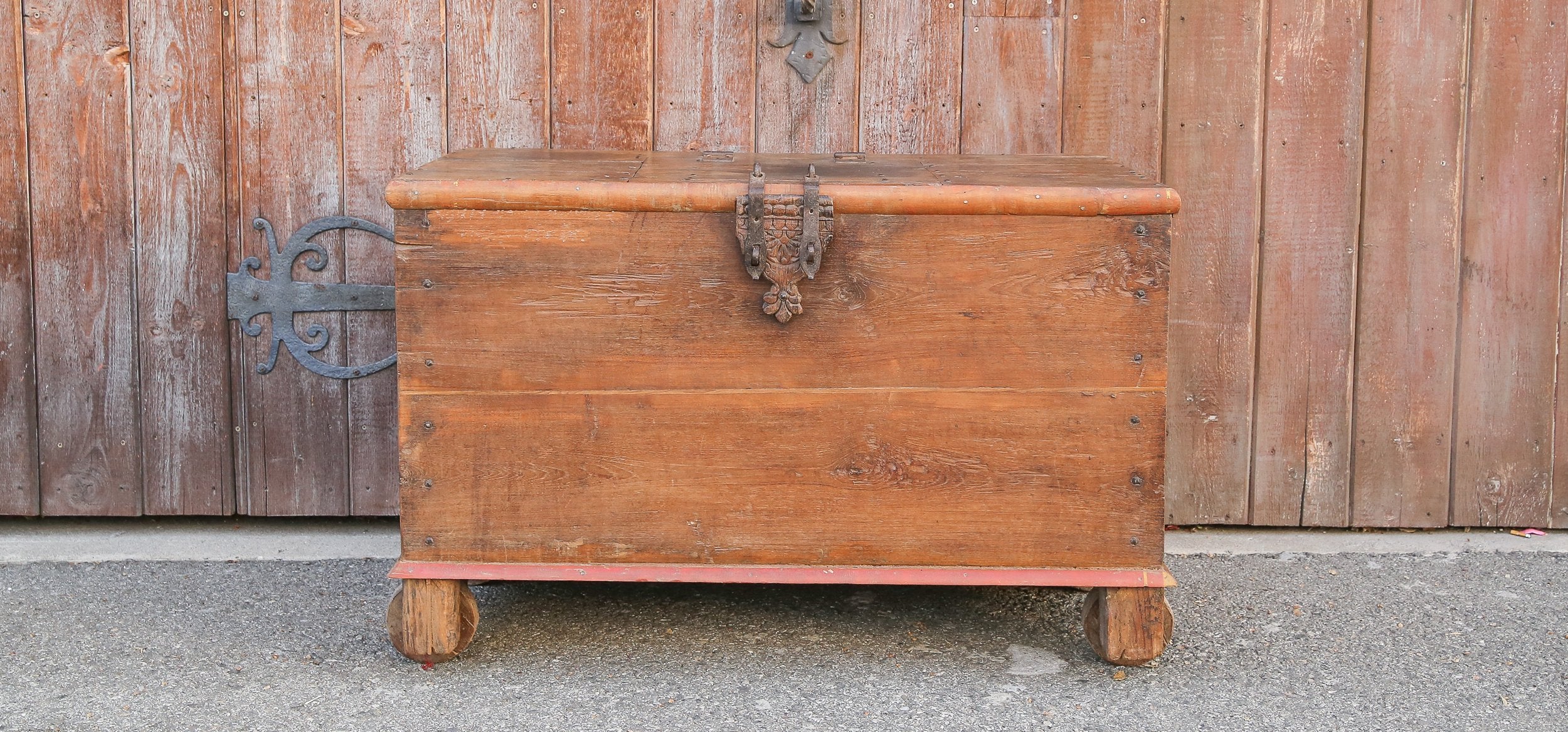 Antique Indian Teak Dowry Trunk