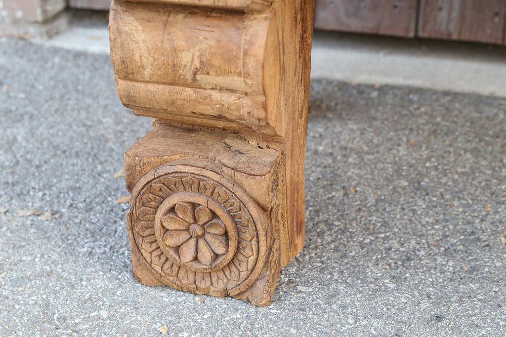Long Antique Architectural Carved Bench