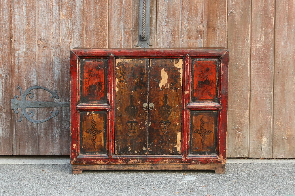 Antique Painted Tibetan Cabinet
