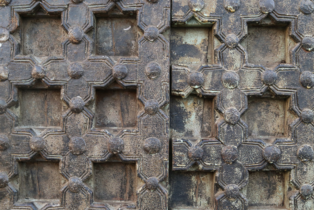 19th Century Mewar Teak Nailhead Double Door