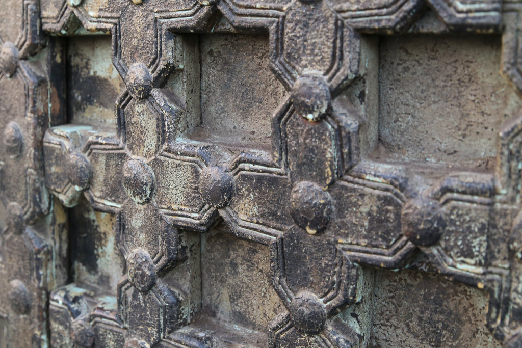 19th Century Mewar Teak Nailhead Double Door