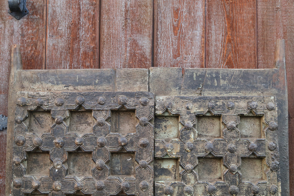 19th Century Mewar Teak Nailhead Double Door