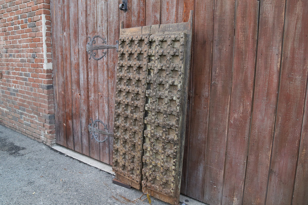 19th Century Mewar Teak Nailhead Double Door