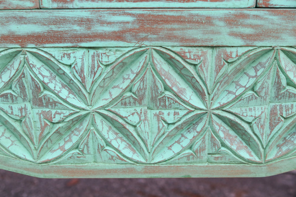 Carved Nahuala Sea Green Console