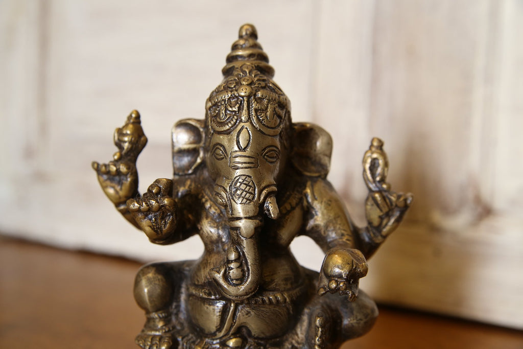 Small Brass Seated Ganesh Statue II