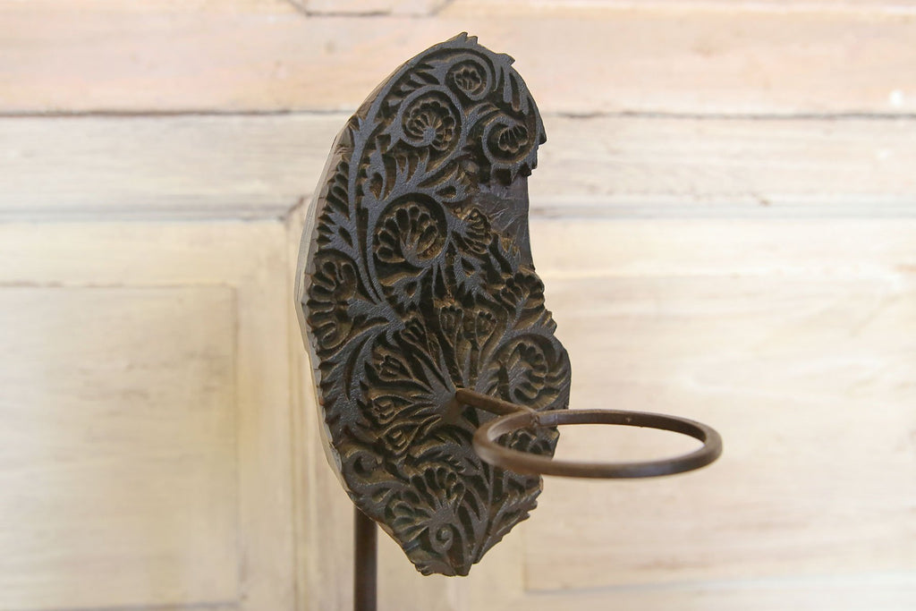 Carved Votive Block Print Holder
