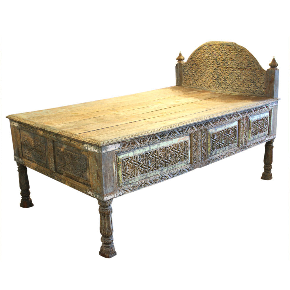 19th Century Painted Carved Bed