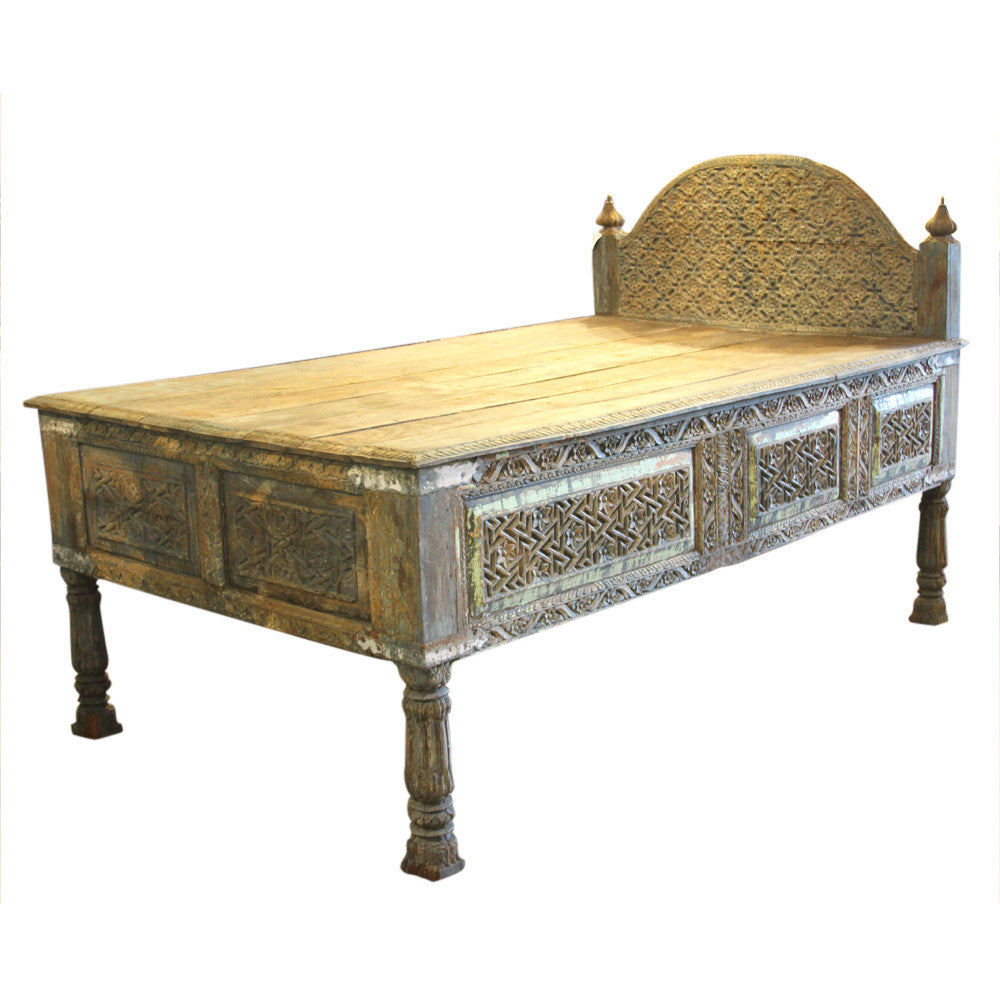 19th Century Painted Carved Bed