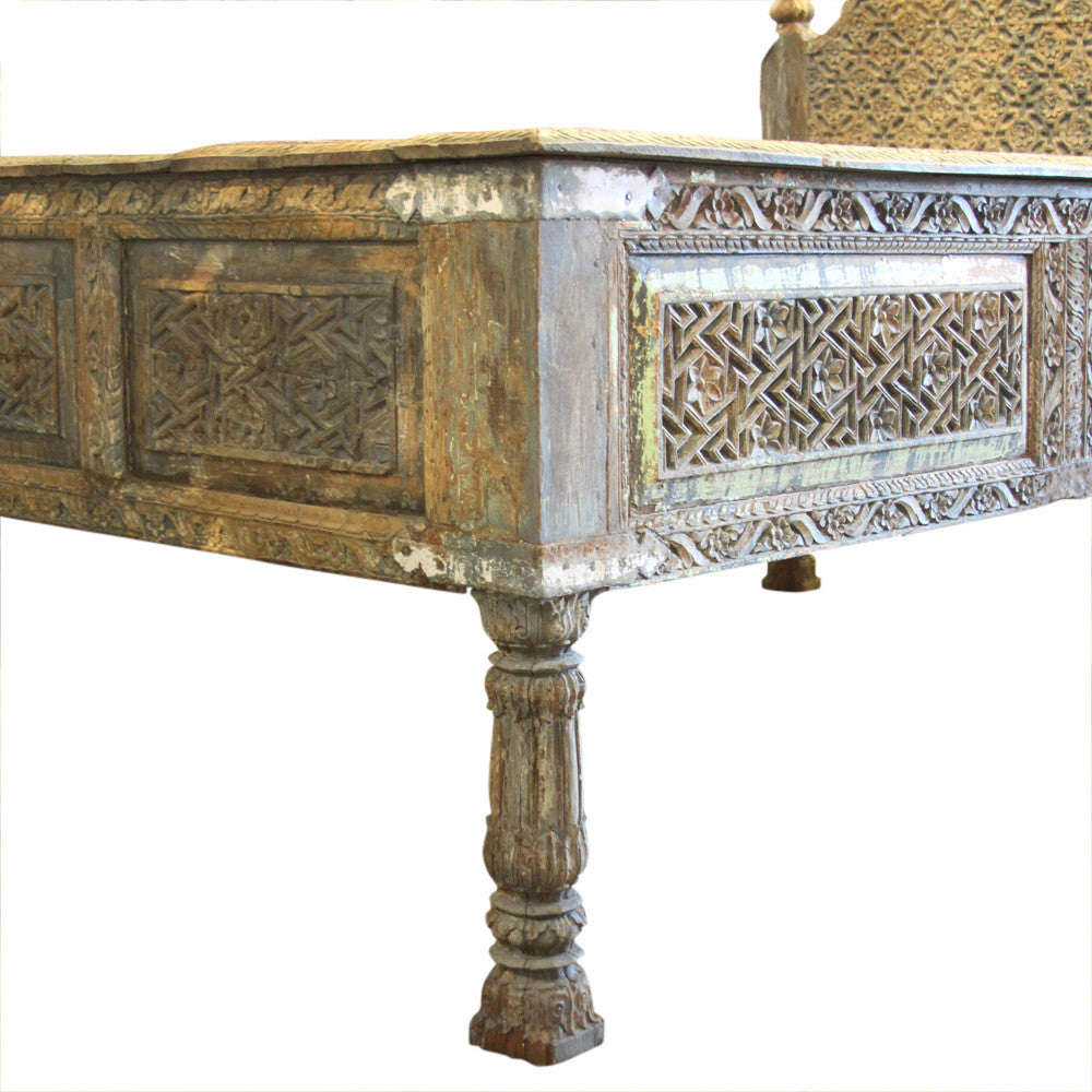 19th Century Painted Carved Bed