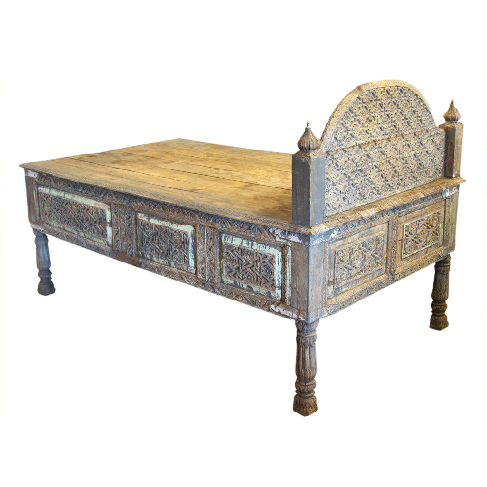 19th Century Painted Carved Bed