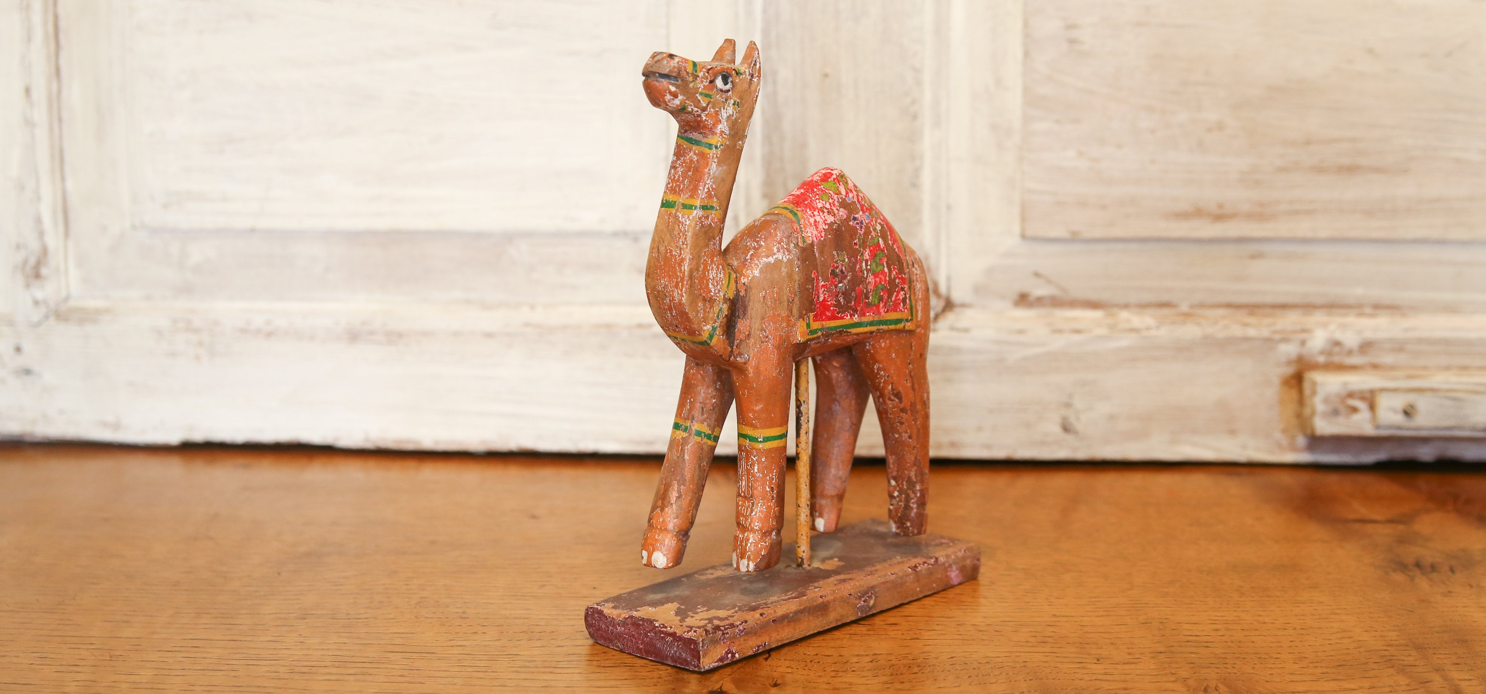 Coral Brown Decorative Painted Wood Camel