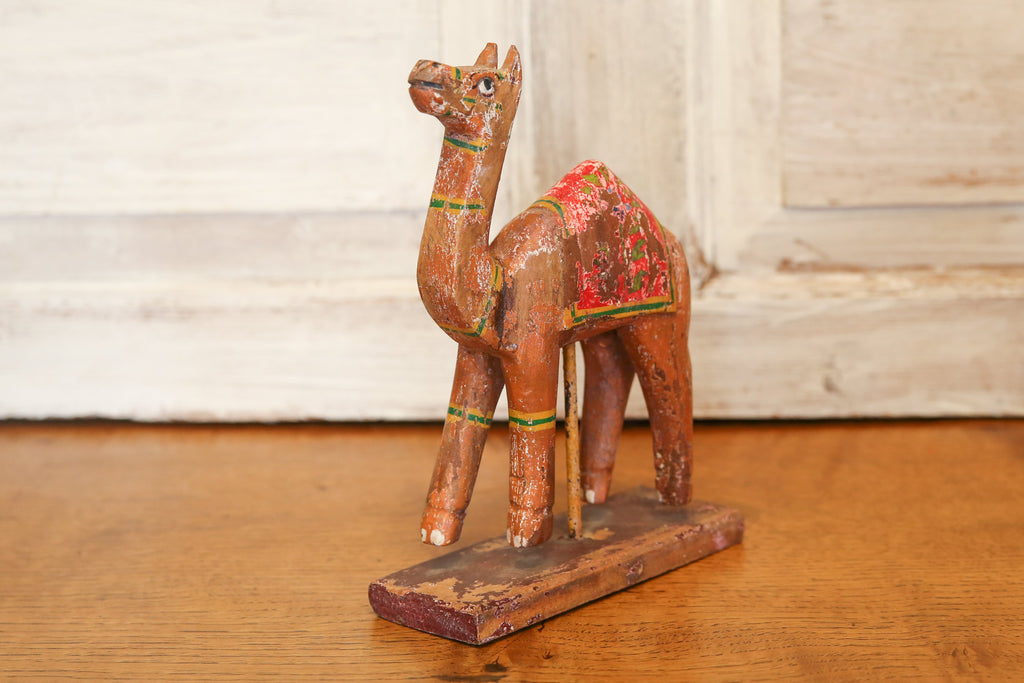 Coral Brown Decorative Painted Wood Camel