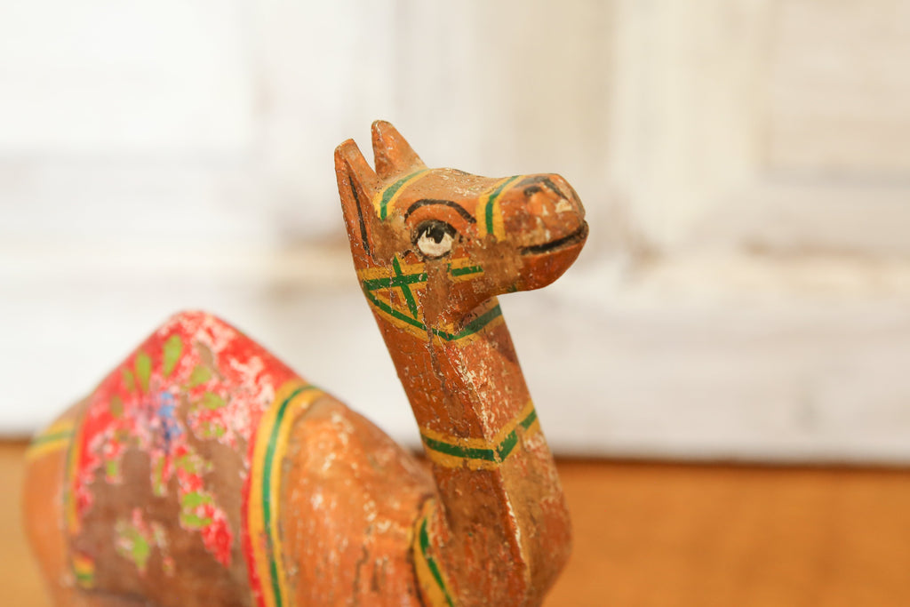 Coral Brown Decorative Painted Wood Camel