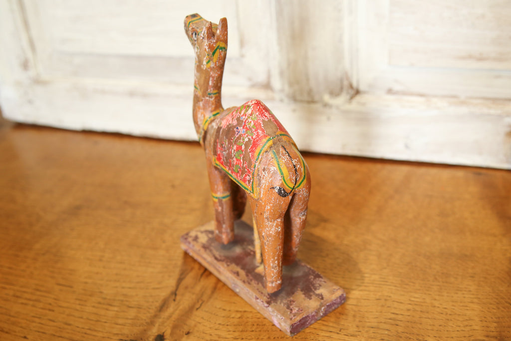 Coral Brown Decorative Painted Wood Camel