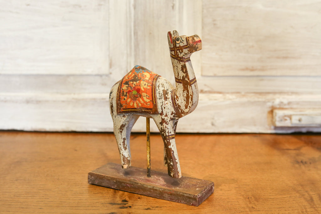 Antique White Decorative Painted Wood Camel