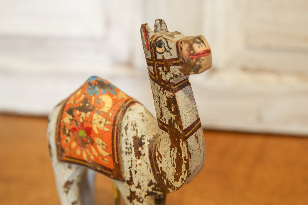 Antique White Decorative Painted Wood Camel