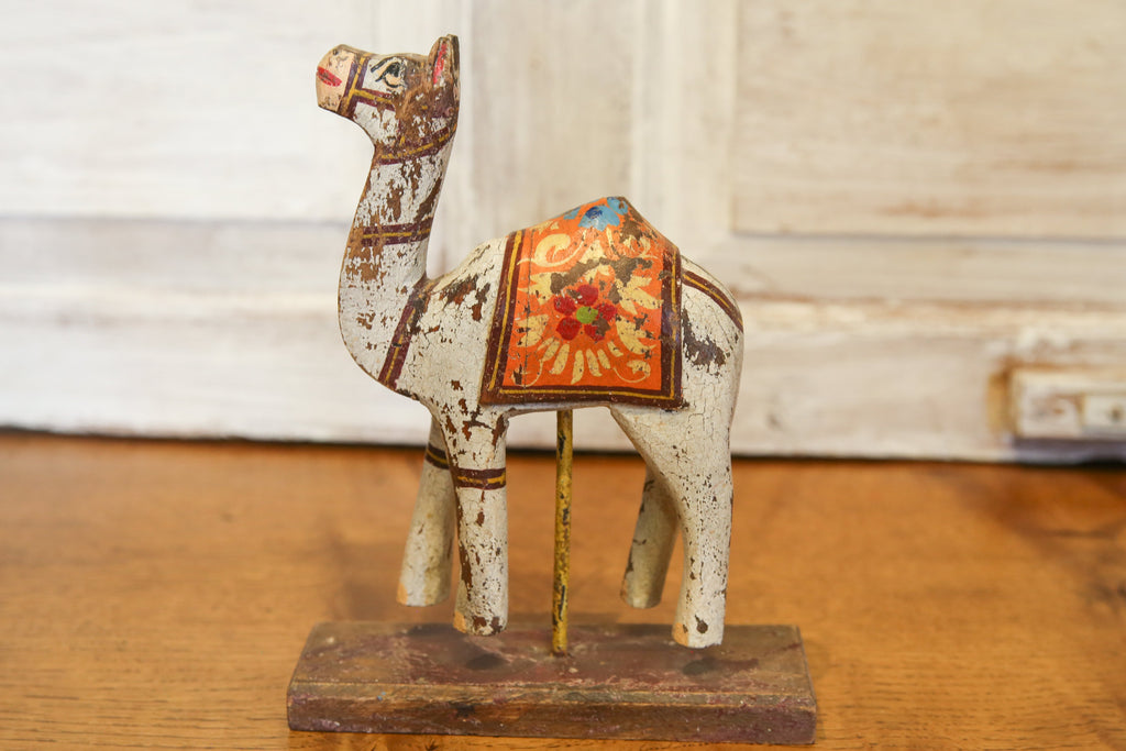 Antique White Decorative Painted Wood Camel