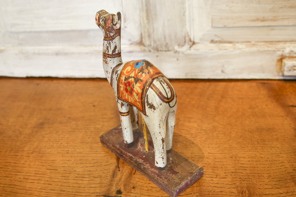 Antique White Decorative Painted Wood Camel