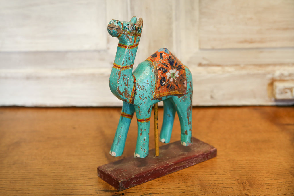 Turquoise Decorative Painted Wood Camel