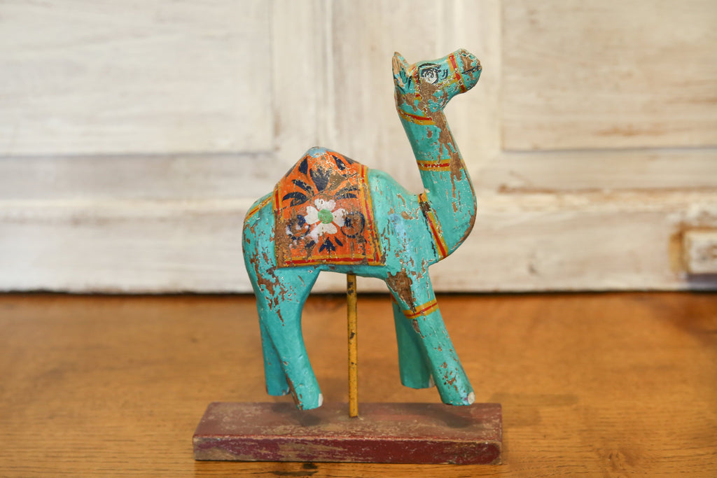 Turquoise Decorative Painted Wood Camel