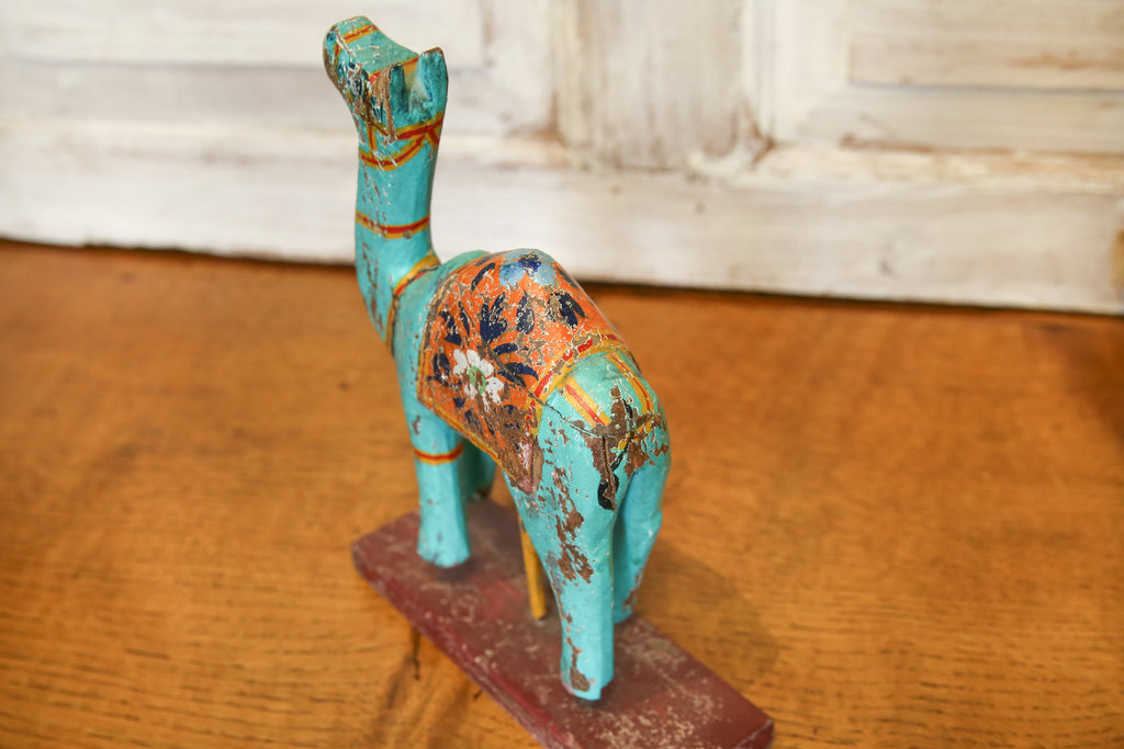Turquoise Decorative Painted Wood Camel