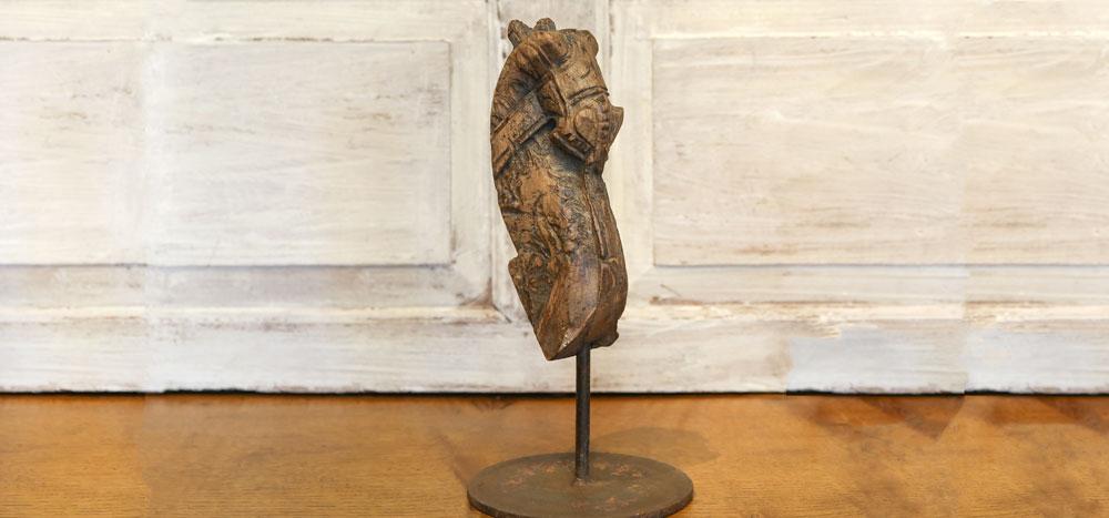Short Carved Horse Bust On Stand