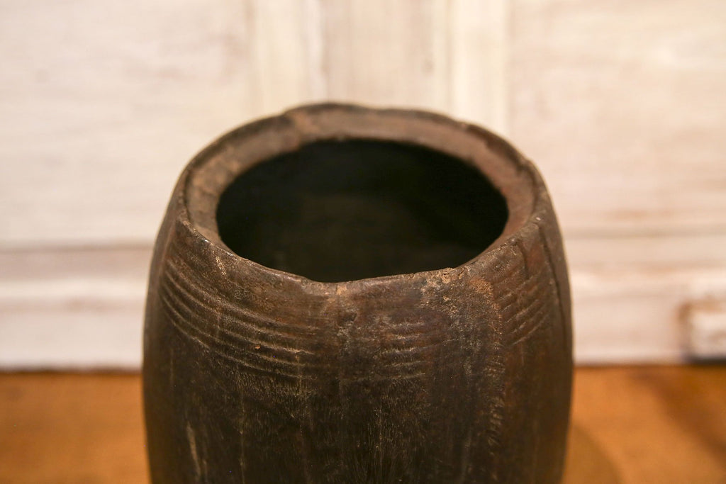 Antique Wood Oil Pot