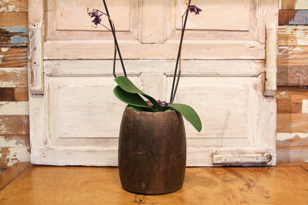 Antique Wood Oil Pot