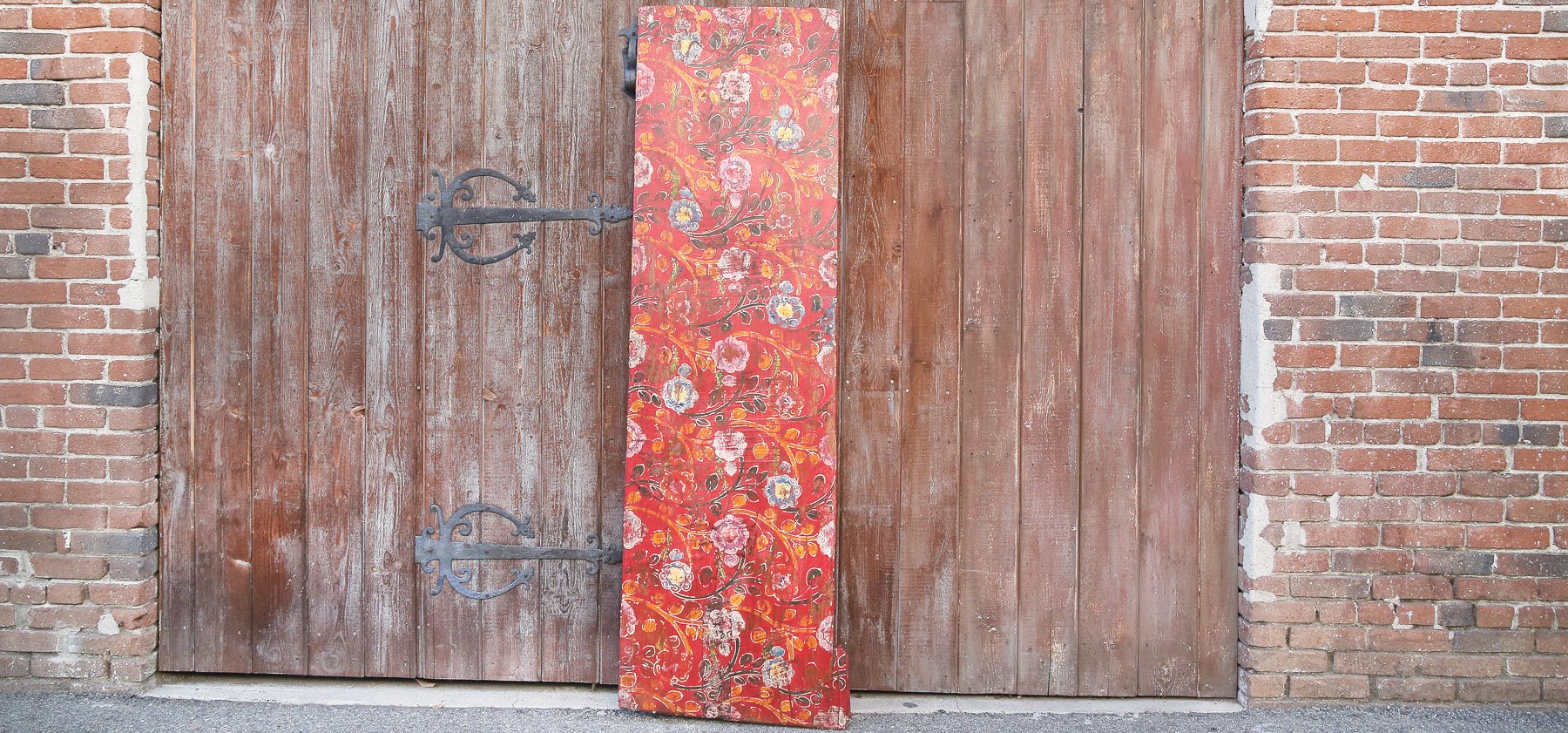 Antique Samye Tibetan Red Floral Door