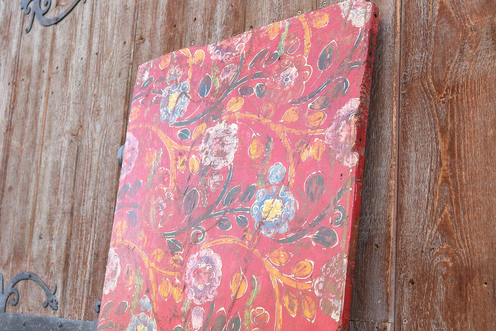 Antique Samye Tibetan Red Floral Door